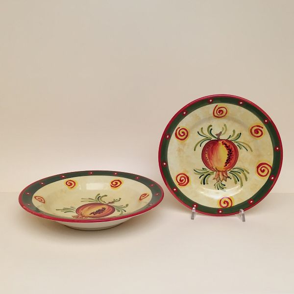 SET OF SOUP-PASTA PLATES OF CM.25 DIAMETER; DESIGN: MELAGRANA (POMEGRANATE)